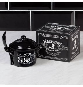 Ensemble Bol et Cuillère 'Bat Broth' en Porcelaine Noire