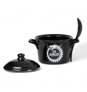 Black 'So Hungry' Bowl and Spoon Set