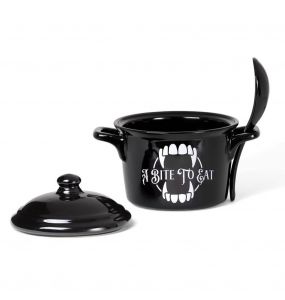 Black 'A Bite to Eat' Bowl and Spoon Set