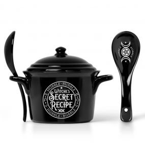 Black 'Witches Secret Recipe' Bowl and Spoon Set
