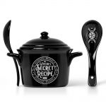 Black Porcelain 'Witches Secret Recipe' Bowl and Spoon Set