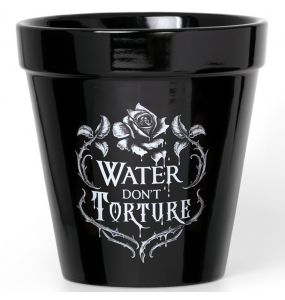 Black 'Water Don't Torture' Plant Pot