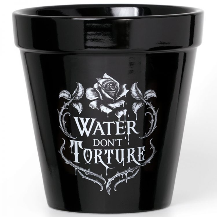 Black 'Water Don't Torture' Plant Pot