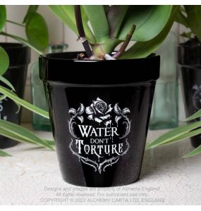 Black 'Water Don't Torture' Plant Pot