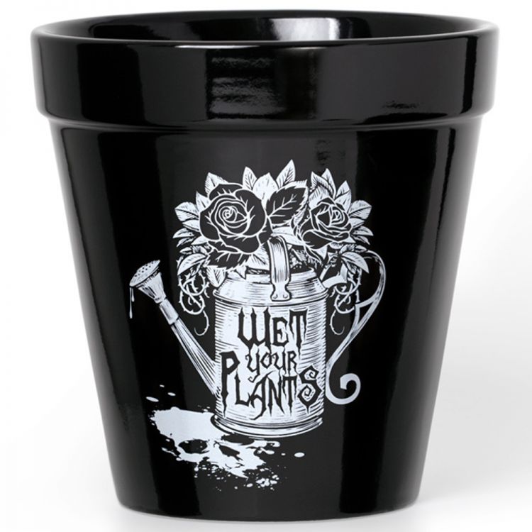 Black 'Wet Your Plants' Plant Pot