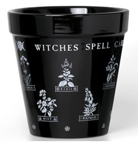 Black 'Witches Spell Garden' Plant Pot