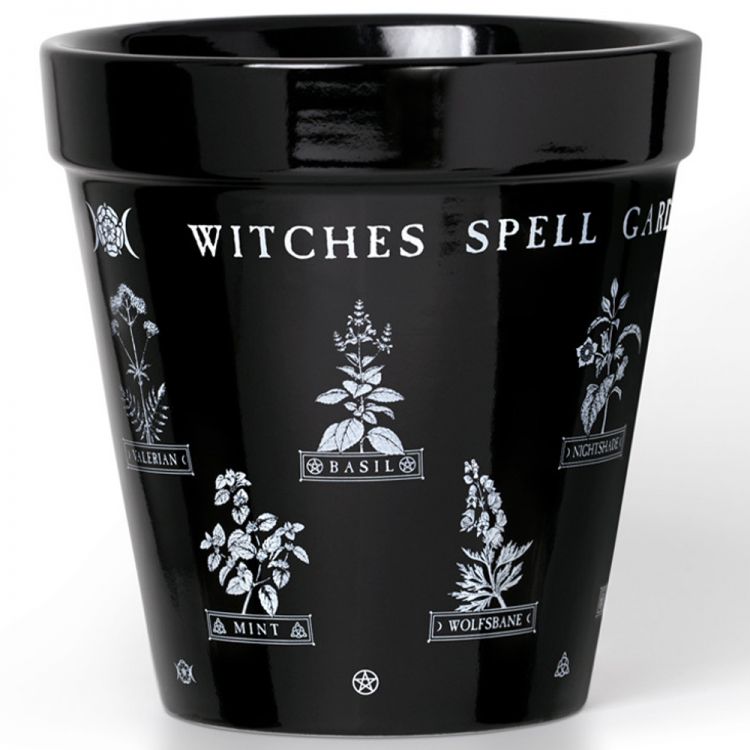 Black 'Witches Spell Garden' Plant Pot