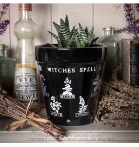 Black 'Witches Spell Garden' Plant Pot
