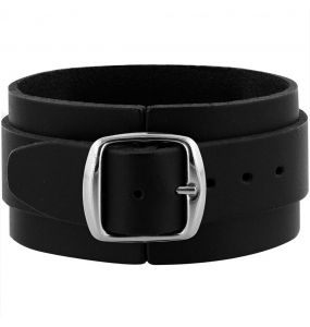 Black Metallica Logo Leather Wriststrap