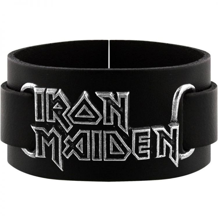 Bracelet 'Iron Maiden Logo' en Cuir Noir