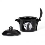 Black Porcelain 'Feline Hungry' Bowl and Spoon Set