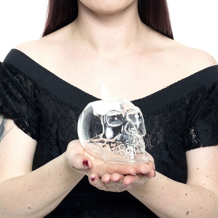 Bougeoir transparent Skull