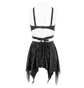 Balck 'Pentagram' Embossed Camisole Swimsuit Set