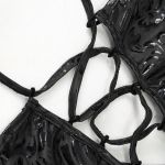 Balck 'Pentagram' Embossed Strappy One-Piece Swimsuit