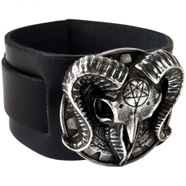 Bracelet 'Gears of Aiwass' en Cuir Noir