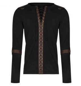 Black and Brown Long Sleeves 'Nautilus' Top