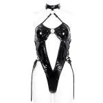 Body Sexy 'Kaethe' en Simili Cuir Verni Noir