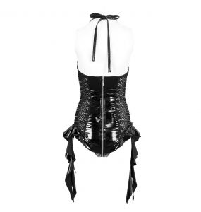 Body Sexy 'Attala' en Simili Cuir Verni Noir