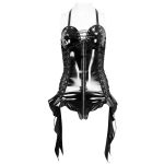 Black Patent Faux Leather 'Attala' Sexy Bodysuit