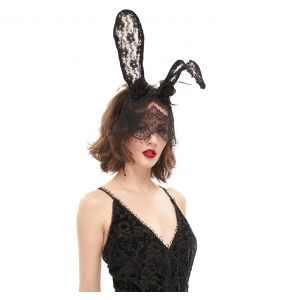 Black Sexy 'Bunny Ears' Headband with Veil