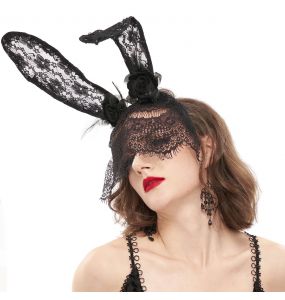 Black Sexy 'Bunny Ears' Headband with Veil