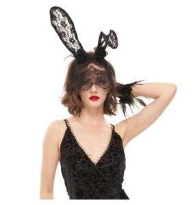 Black Sexy 'Bunny Ears' Headband with Veil