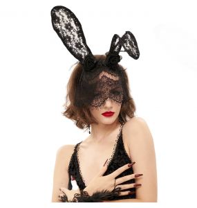 Black Sexy 'Bunny Ears' Headband with Veil