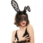 Black Sexy 'Bunny Ears' Headband with Veil