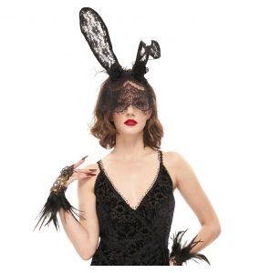 Black Sexy 'Bunny Ears' Headband with Veil