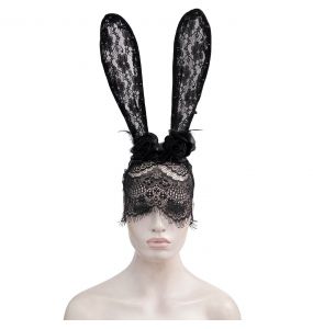 Black Sexy 'Bunny Ears' Headband with Veil