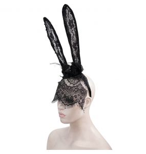 Black Sexy 'Bunny Ears' Headband with Veil