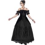 Longue Robe 'Liuva' en Dentelle et Velours Noirs