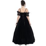 Longue Robe 'Liuva' en Dentelle et Velours Noirs