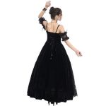 Longue Robe 'Liuva' en Dentelle et Velours Noirs