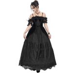 Longue Robe 'Liuva' en Dentelle et Velours Noirs