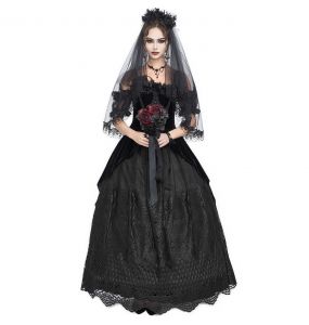 Black Velvet & Lace 'Liuva' Long Wedding Dress