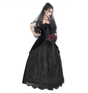 Black Velvet & Lace 'Liuva' Long Wedding Dress