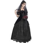 Black Velvet & Lace 'Liuva' Long Wedding Dress