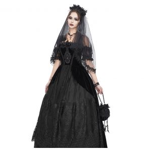 Black Velvet & Lace 'Liuva' Long Wedding Dress