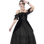 Longue Robe 'Liuva' en Dentelle et Velours Noirs