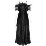 Longue Robe 'Liuva' en Dentelle et Velours Noirs