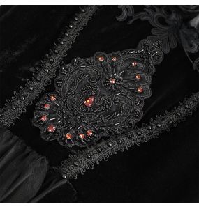 Longue Robe 'Liuva' en Dentelle et Velours Noirs