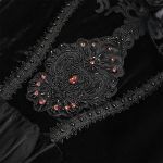 Longue Robe 'Liuva' en Dentelle et Velours Noirs