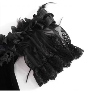 Longue Robe 'Liuva' en Dentelle et Velours Noirs