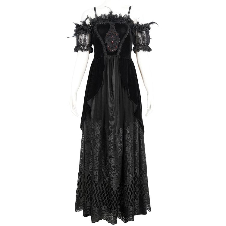 Black Velvet & Lace 'Liuva' Long Wedding Dress