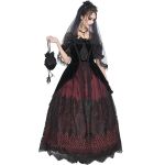 Black Velvet Burgundy 'Liuva' Long Wedding Dress