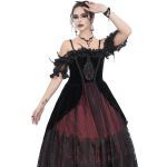 Black Velvet Burgundy 'Liuva' Long Wedding Dress