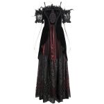 Black Velvet Burgundy 'Liuva' Long Wedding Dress