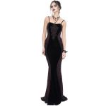 Black Velvet and Burgundy 'Naïade' Long Dress