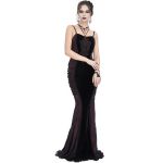 Black Velvet and Burgundy 'Naïade' Long Dress